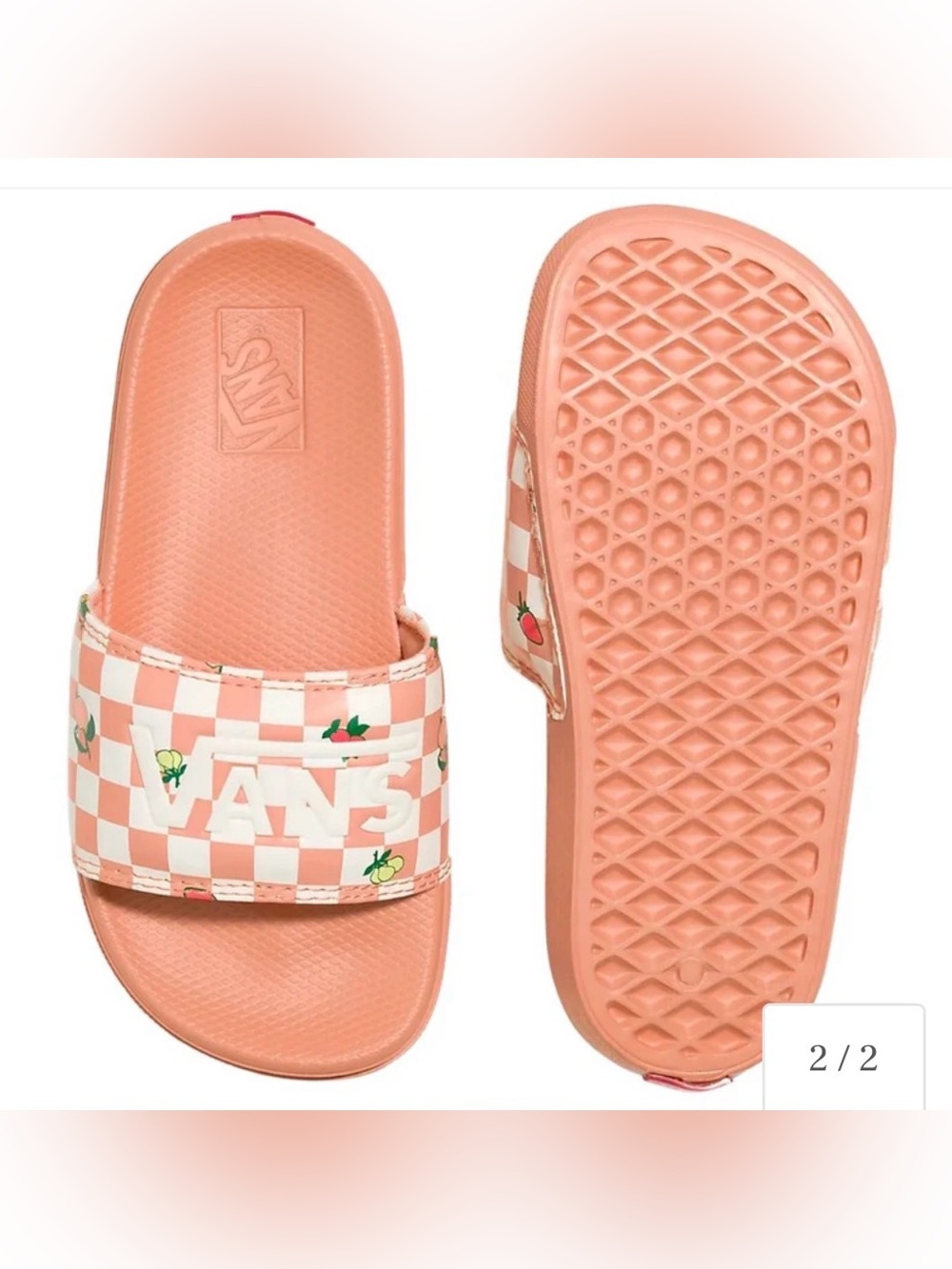 Vans Kids La Costa Slide-On Fruit Checkerboard Sunbaked us 10 new